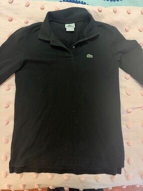Lacoste Black Polo with Green Croc Emblem